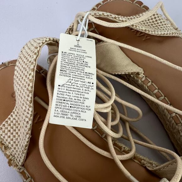 Old Navy Women's Size 8 Lace Up Espadrille Boho Summer Beach Sandals Beige NWT - Picture 2 of 13